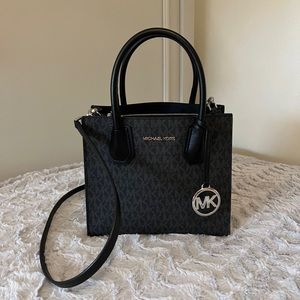 Michael Kors Medium Mercer Accordian Logo and Leather Crossbody Bag